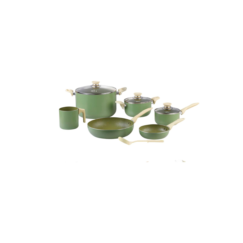 Bateria de Cocina PICCA LAZIO color verde con puntos color beige
